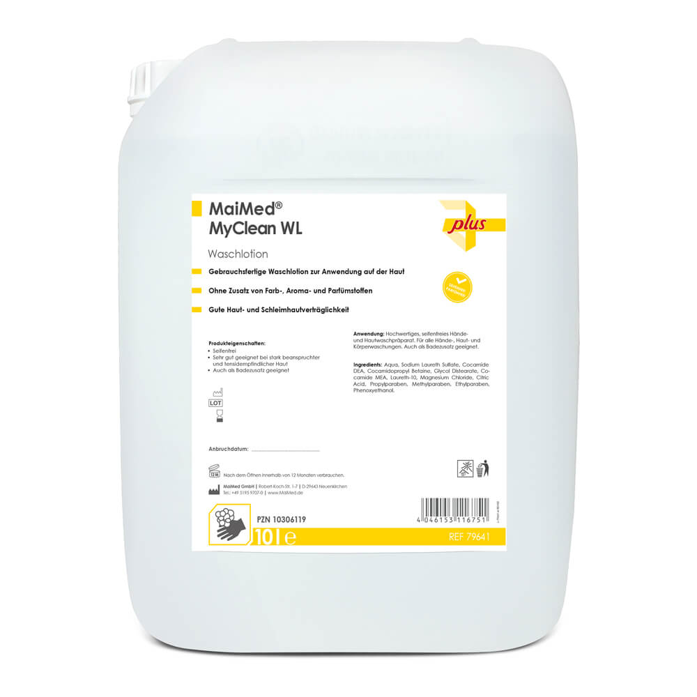 Waschlotion-Kanister Rückansicht, seifenfrei, MaiMed MyClean® WL plus