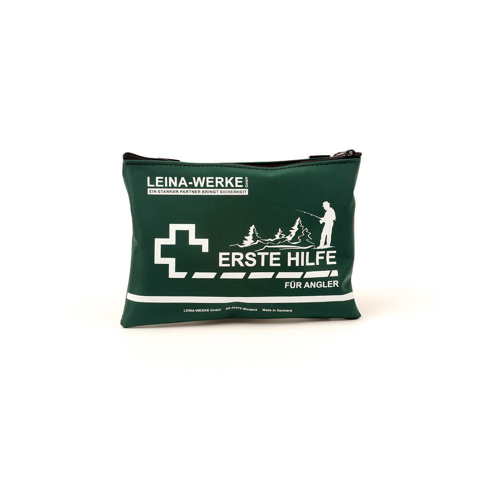 Leina-Werke Erste-Hilfe-Set für Angler, grüne Tasche mit Aufdruck „Erste Hilfe“