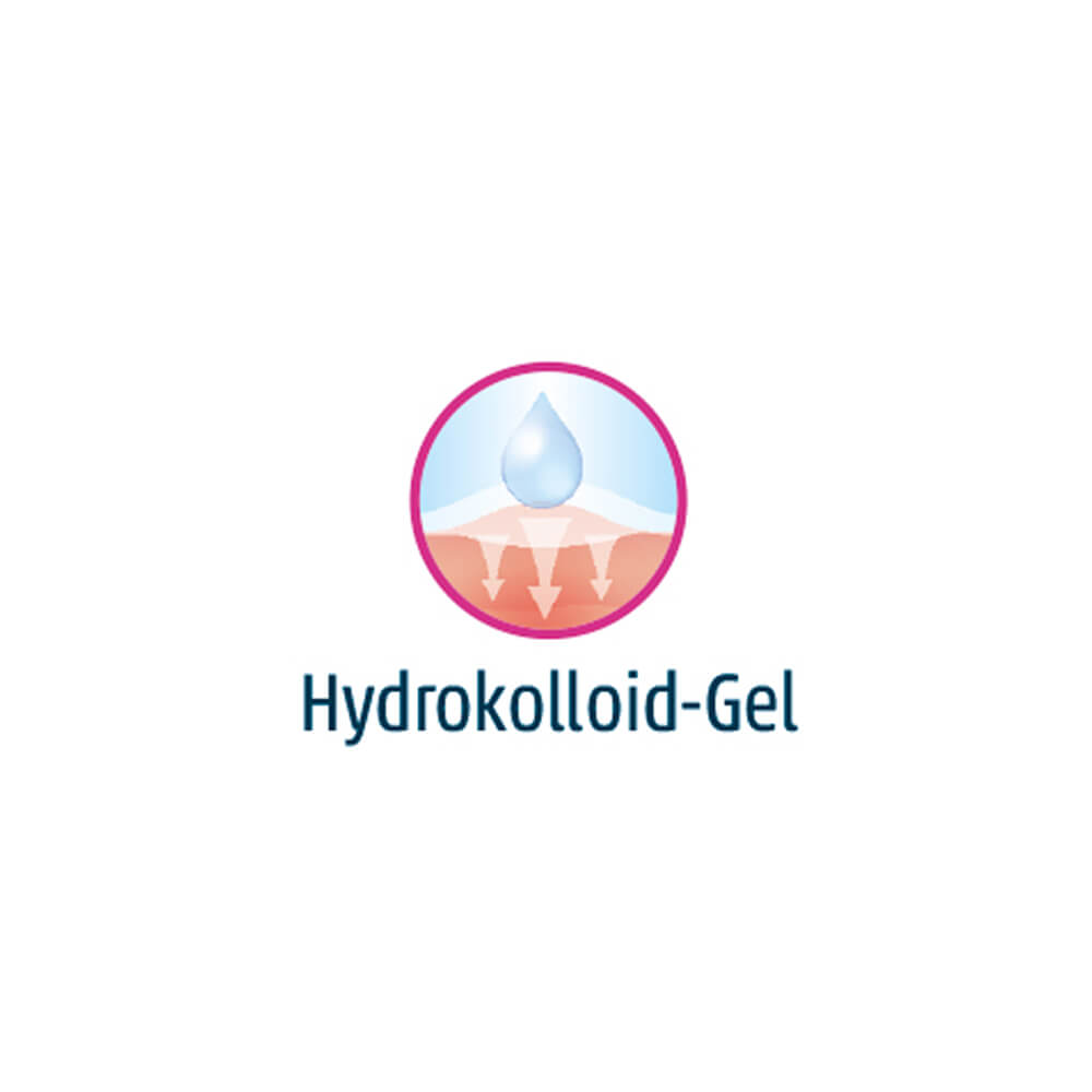 Hühneraugenpflaster mit „Hydrokolloid-Gel“-Logo