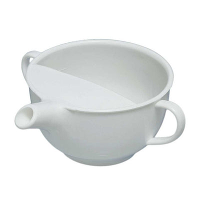 Weiße Schnabeltasse mit Innenrand, Schnabel und zwei seitlichen Henkeln, 200 ml
