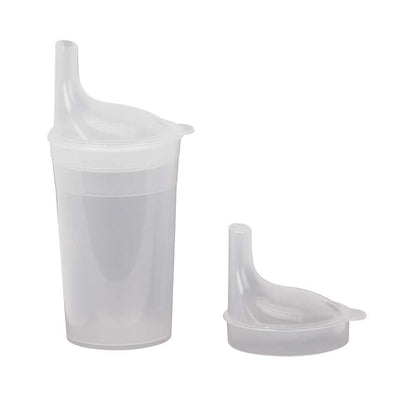 Transparenter Trinkbecher 250 ml mit langem Mundstück und Ausgießer
