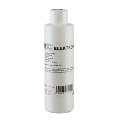 Leitfähiges Elektrodengel-Flasche mit weißem Deckel, Etikett auf Vorderseite
