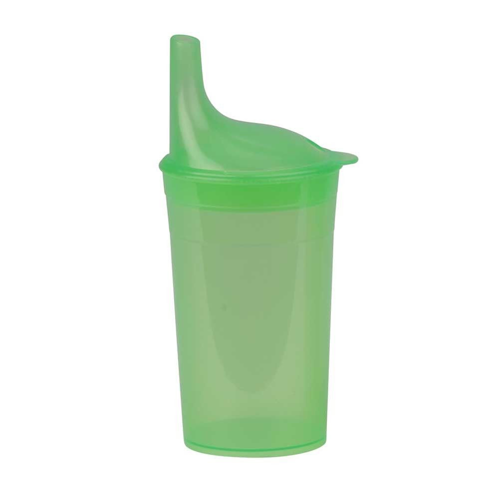 Grüner Trinkbecher mit Deckel, Schnabelöffnung oben