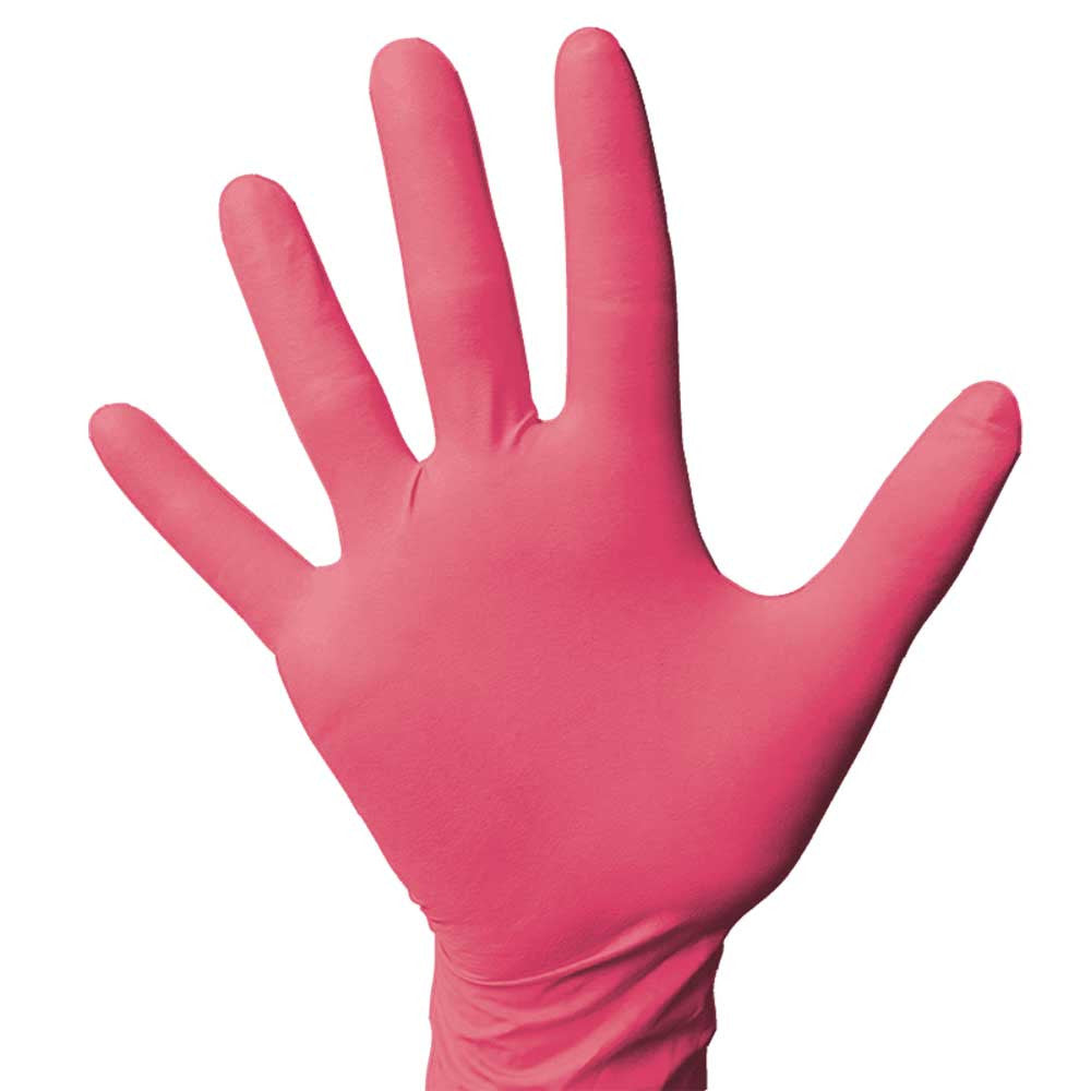 Nitril-Handschuh in Pink/Rosa, Handfläche nach vorn