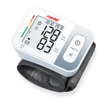 Handgelenk-Blutdruckmessgerät medel mit großem Display und dunklem Textilarmband