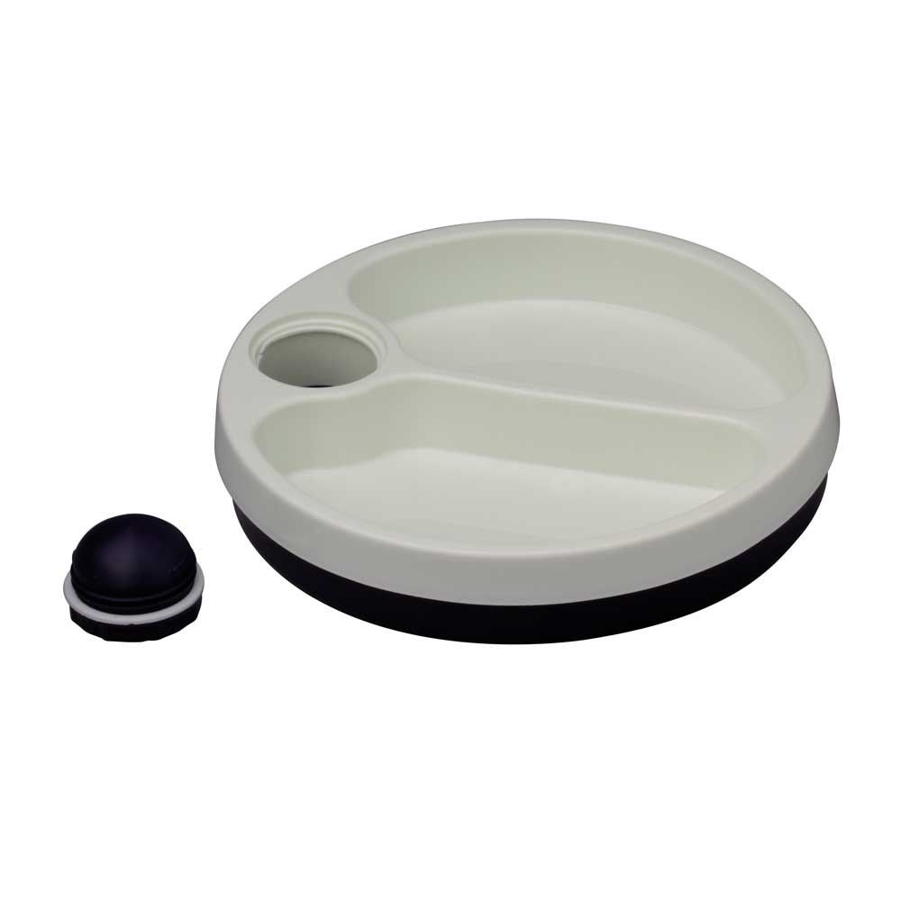 Warmhalteteller mit Deckel, 2-teilig, weiß/blau, stapelbar