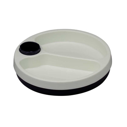 Warmhalteteller mit Deckelknopf, 2-teilig, weiß/blau, stapelbar