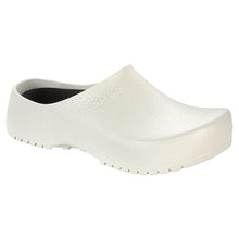 Birkenstock Super Birki Clog: weißer Polyurethan-Slip-On mit Profilsohle