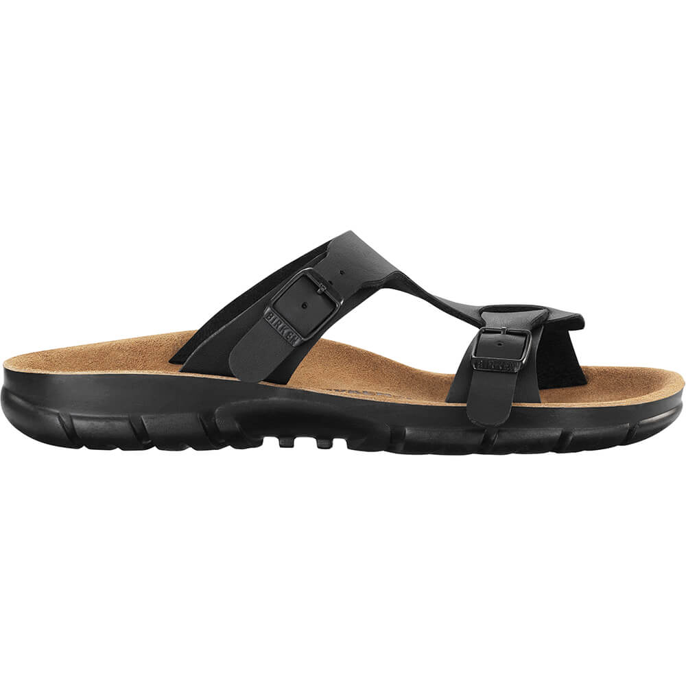 Birkenstock Sofia BF Zehentrenner, schwarze Doppelriemen mit Schnallen, Profilsohle