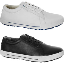 Sneaker-Paar aus Naturleder, weiß und schwarz, mit Schnürung und profilierter Sohle