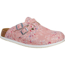 Birkenstock Clog Rosa mit Blumenprint und zwei Gurt-Schnallen