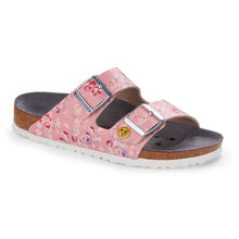 Birkenstock Arizona ESD Pantolette Blumenwiese Rose, schmaler Schnitt, mit zwei Riemen