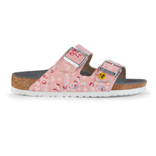 Birkenstock Arizona ESD Pantolette mit floraler Blumenwiese-Rose Optik, breite Korksohle