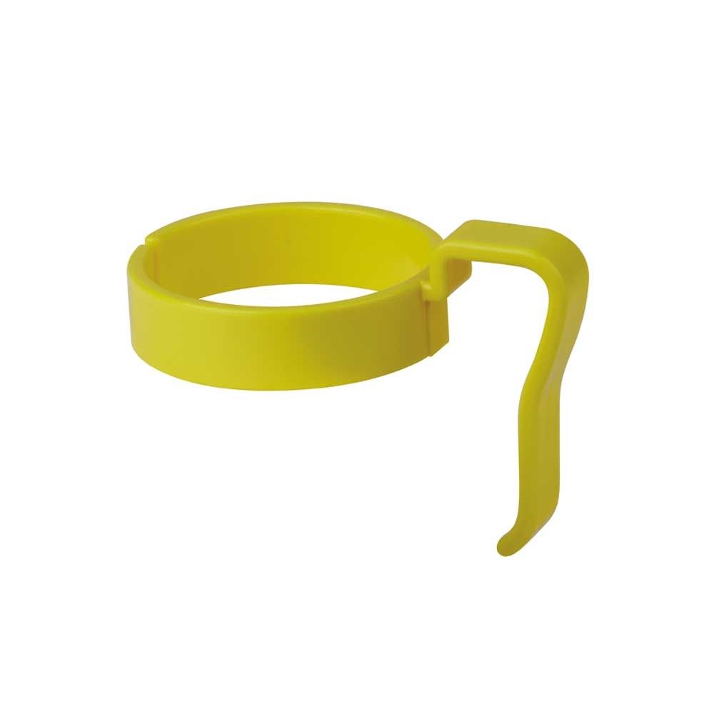 Gelber Kunststoff-Griff für Trinkbecher, flacher Ring mit seitlichem Henkel