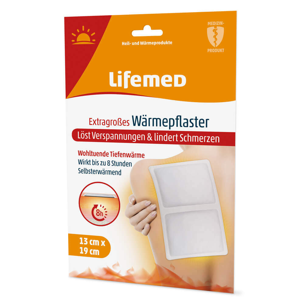 Lifemed Extragrößes Wärmepflaster Packung mit zwei rechteckigen Wärme-Pads