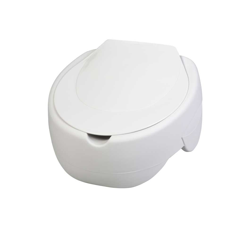Toilettensitzerhöher mit Deckel, weiß, geschlossene Sitzfläche