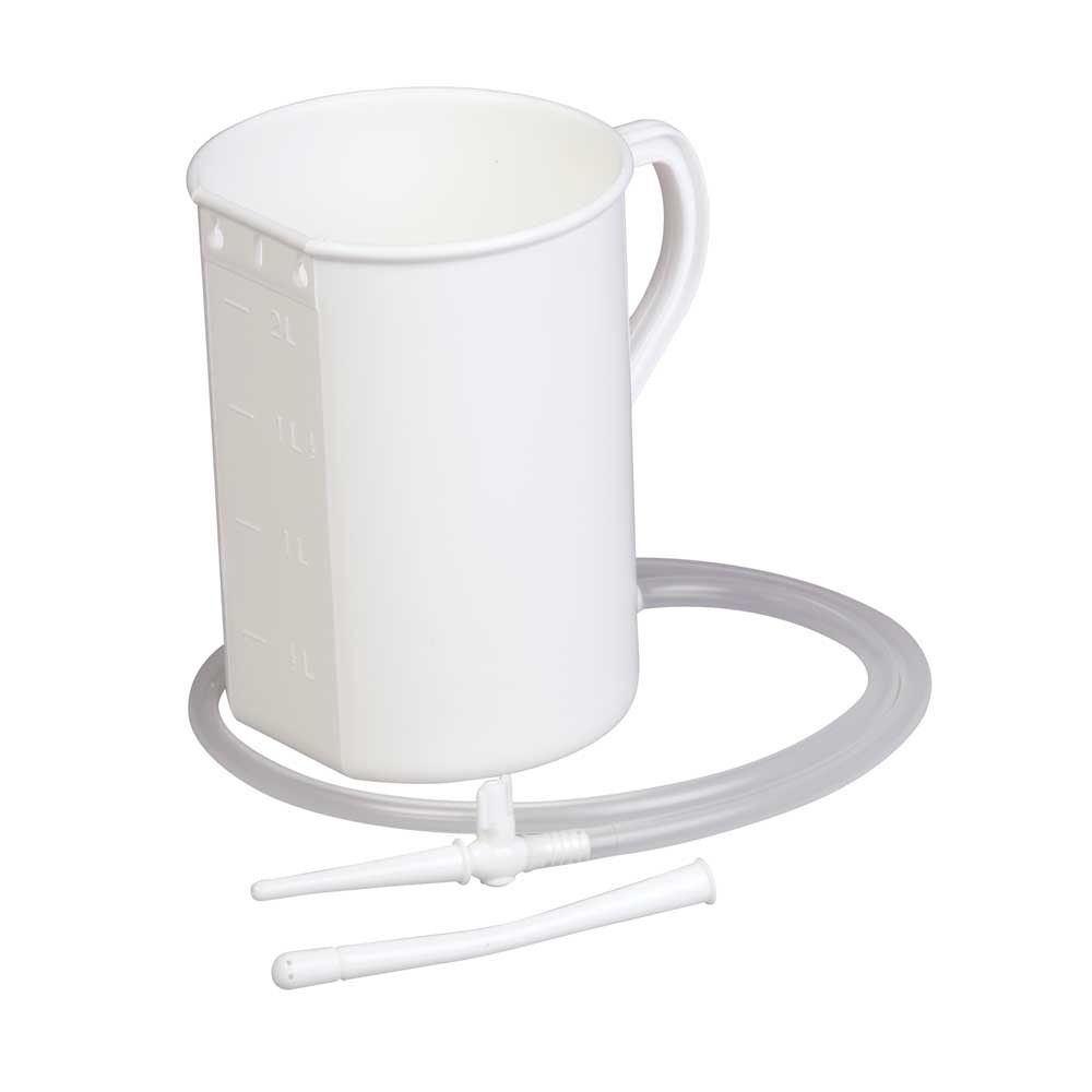 Irrigator-Becher mit Henkel, Schlauch und zwei Aufsätzen, PP