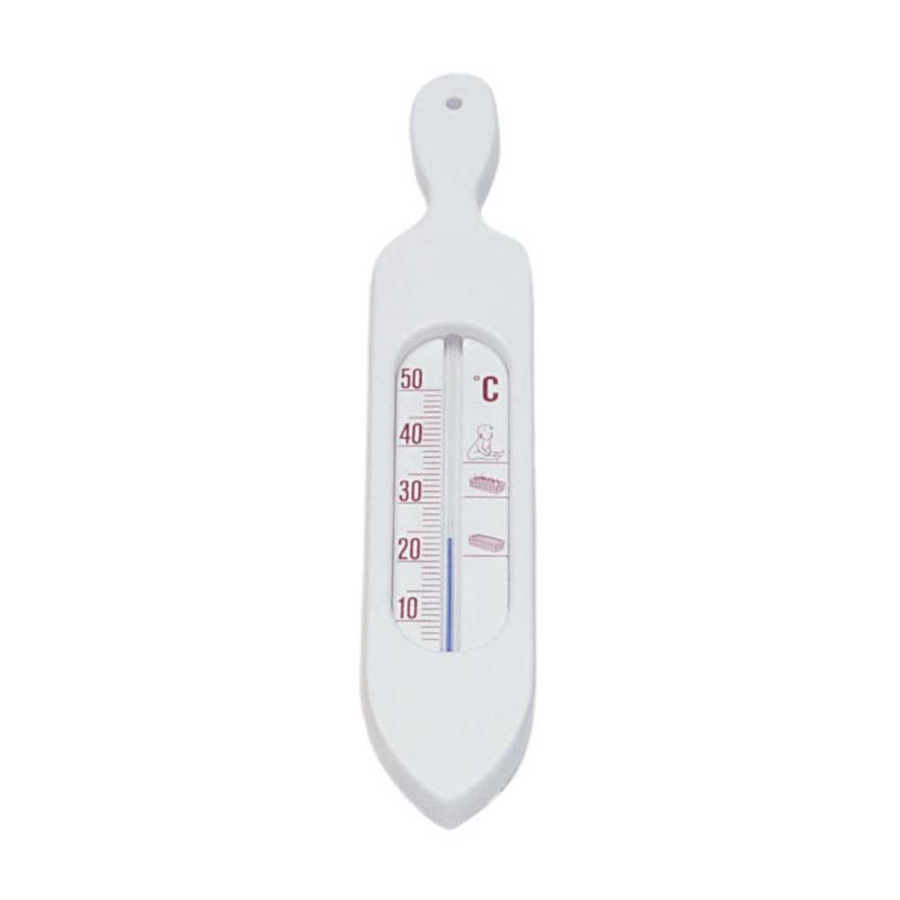Badethermometer in Schiffchenform, weiß, mit roter °C-Skala, quecksilberfrei