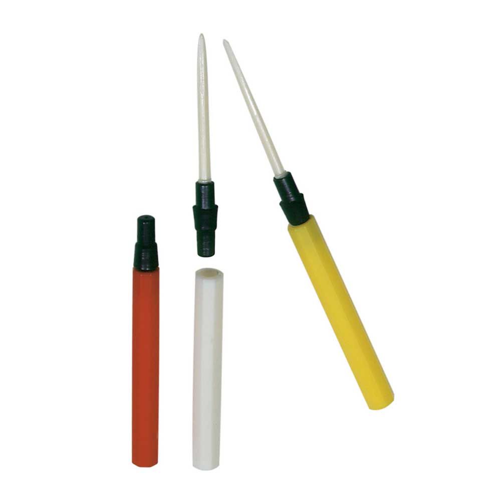 Federkiel-Zahnstocher mit Hülle, mehrere Farben (gelb, rot, weiß), 12 Stück