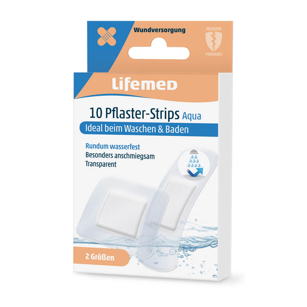 Transparente Pflasterstrips Aqua 20er-Pack von Lifemed® in Blisterverpackung
