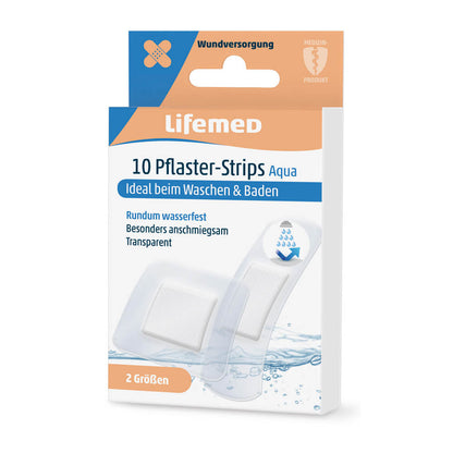 Transparente Pflasterstrips Aqua 20er-Pack von Lifemed® in Blisterverpackung