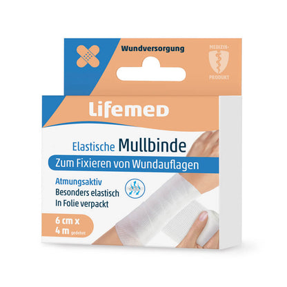 Elastische Mullbinde Lifemed® in weiß, atmungsaktiv, in Packung
