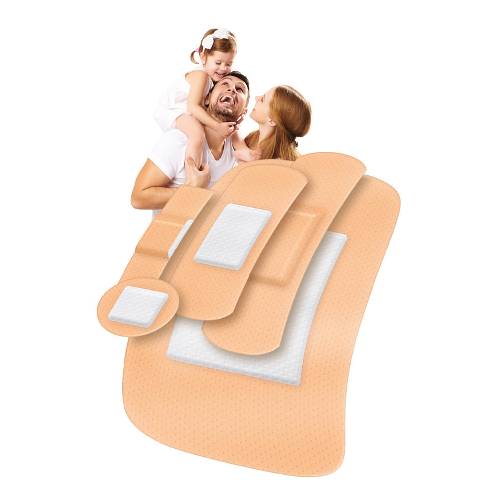 Beiges Pflaster-Set mit mehreren Klebeauflagen in verschiedenen Größen