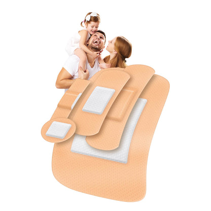 Beiges Pflaster-Set mit mehreren Klebeauflagen in verschiedenen Größen