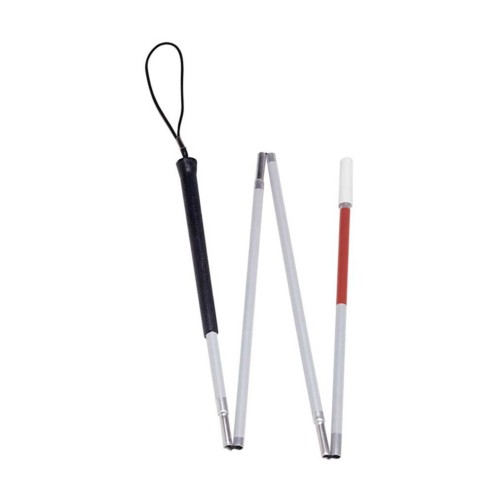 Faltbarer Blinden-Taststock mit schwarzem Griff, viergliedrig, 150 cm