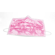 Rosa 3-lagiger Mundschutz mit Blütenmuster und Gummizug