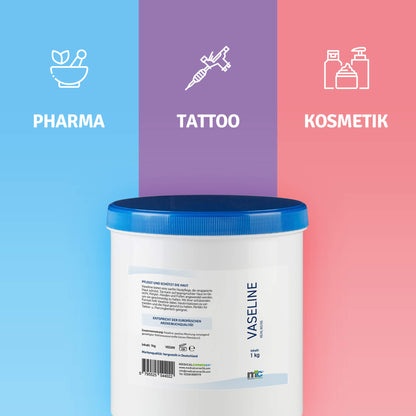Vaseline Dose 1 kg mit blauem Deckel, weiße Salbe
