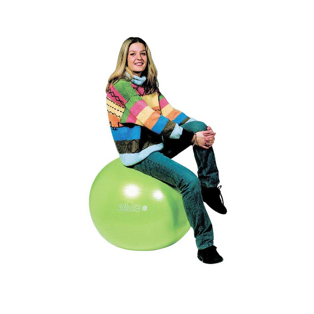 Grüner Sicherheits-Gymnastikball Plus mit Logo, seitlich gehalten