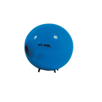 Gymnastikball, blau, mit Standfüßen und Logo-Aufdruck