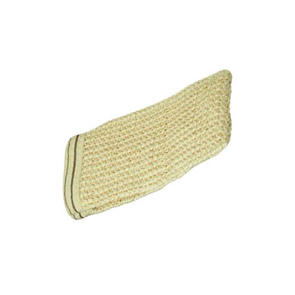 Sisal-Massagehandschuh, gestrickt, hellbeige, breite Handfläche mit Bündchen