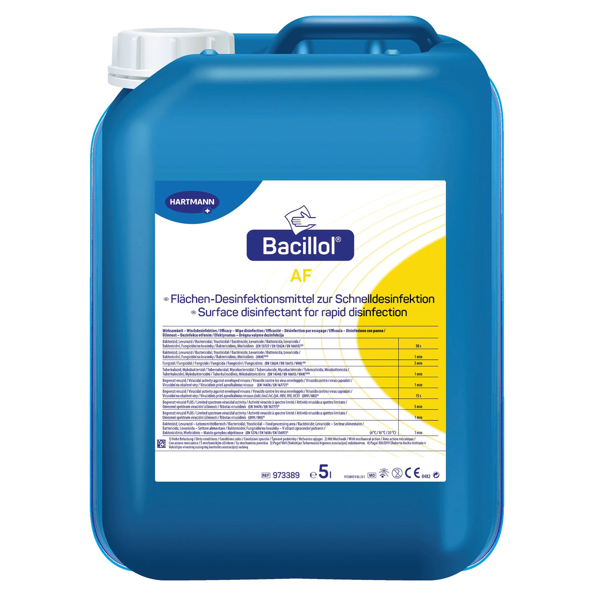 Bacillol AF Flächendesinfektionsmittel in blauem Kunststoffkanister, 5 l