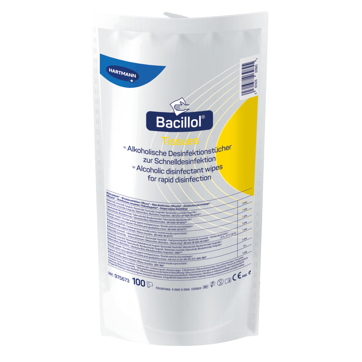 Bacillol Tissues Desinfektionstücher Nachfüllpack, Vorderseite mit HARTMANN-Logo