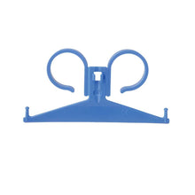 Blauer Bettbeutelhalter aus Kunststoff mit zwei Halteschlaufen (Zwillingshalter)