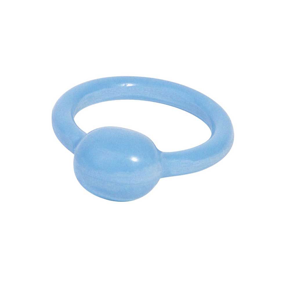 Blaues Silikon-Pessar in Kalottenform mit ringförmigem Halter, glatt