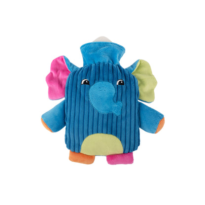 Plüsch-Wärmflaschenbezug Schildkröte in Blau mit bunten Seitenflossen und Knopfaugen