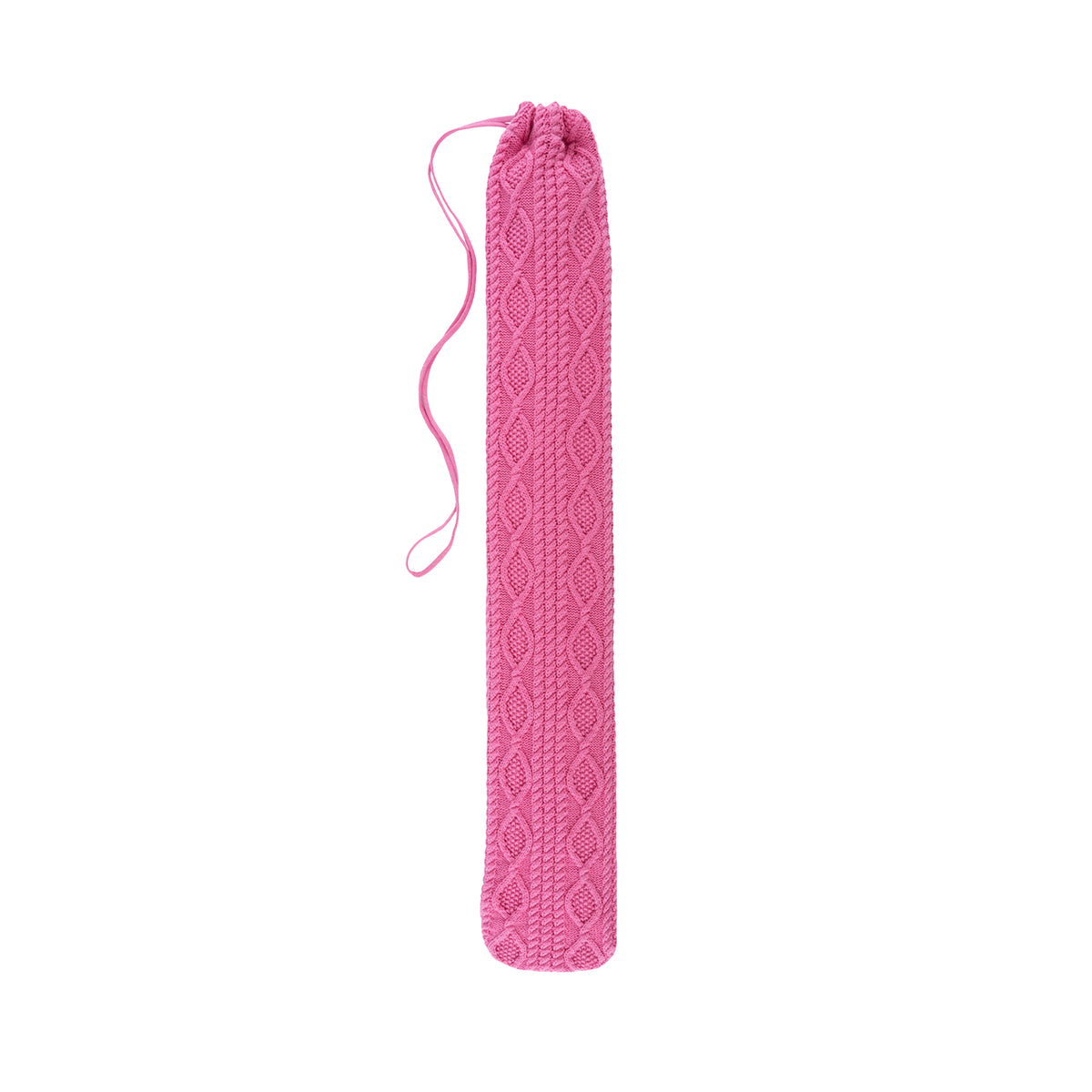Wärmflaschenbezug in Pink mit Zopfmuster und Kordel am Verschluss