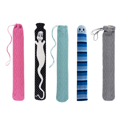 Wärmflaschenbezug-Set für Longi mit verschiedenen Mustern: rosa, schwarz, mint, blau, grau