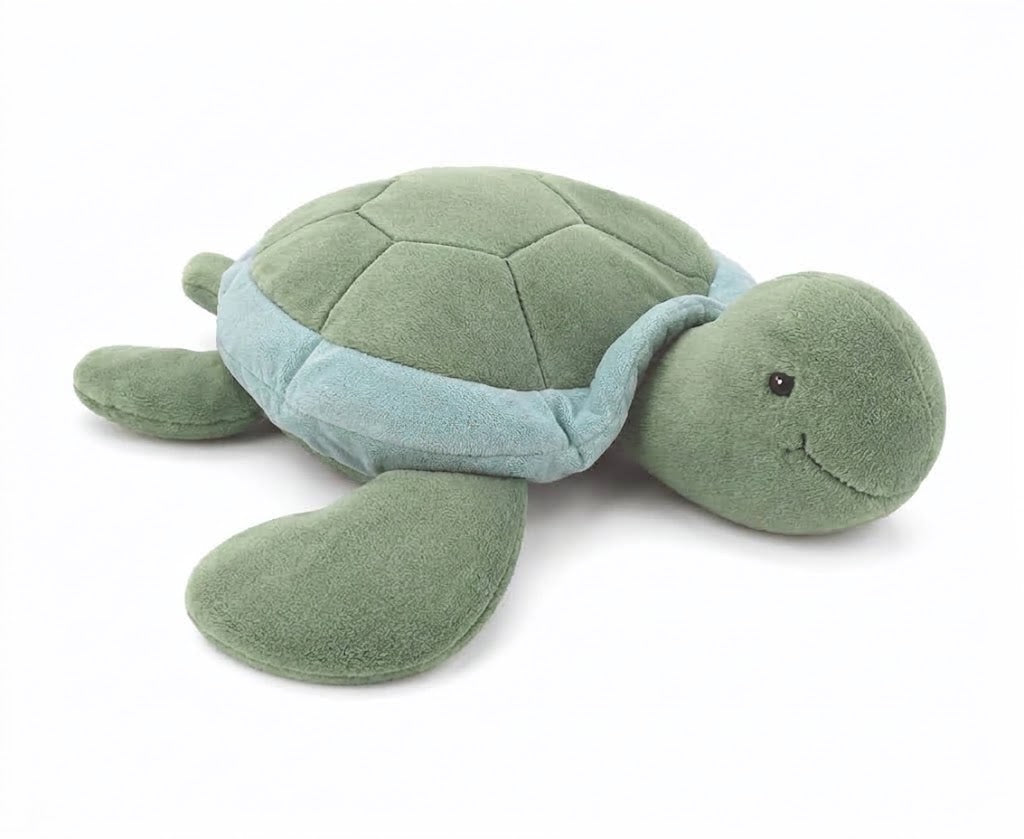 0,8-l-Wärmflasche mit Plüschtier-Bezug, Schildkröte Shelly, grün