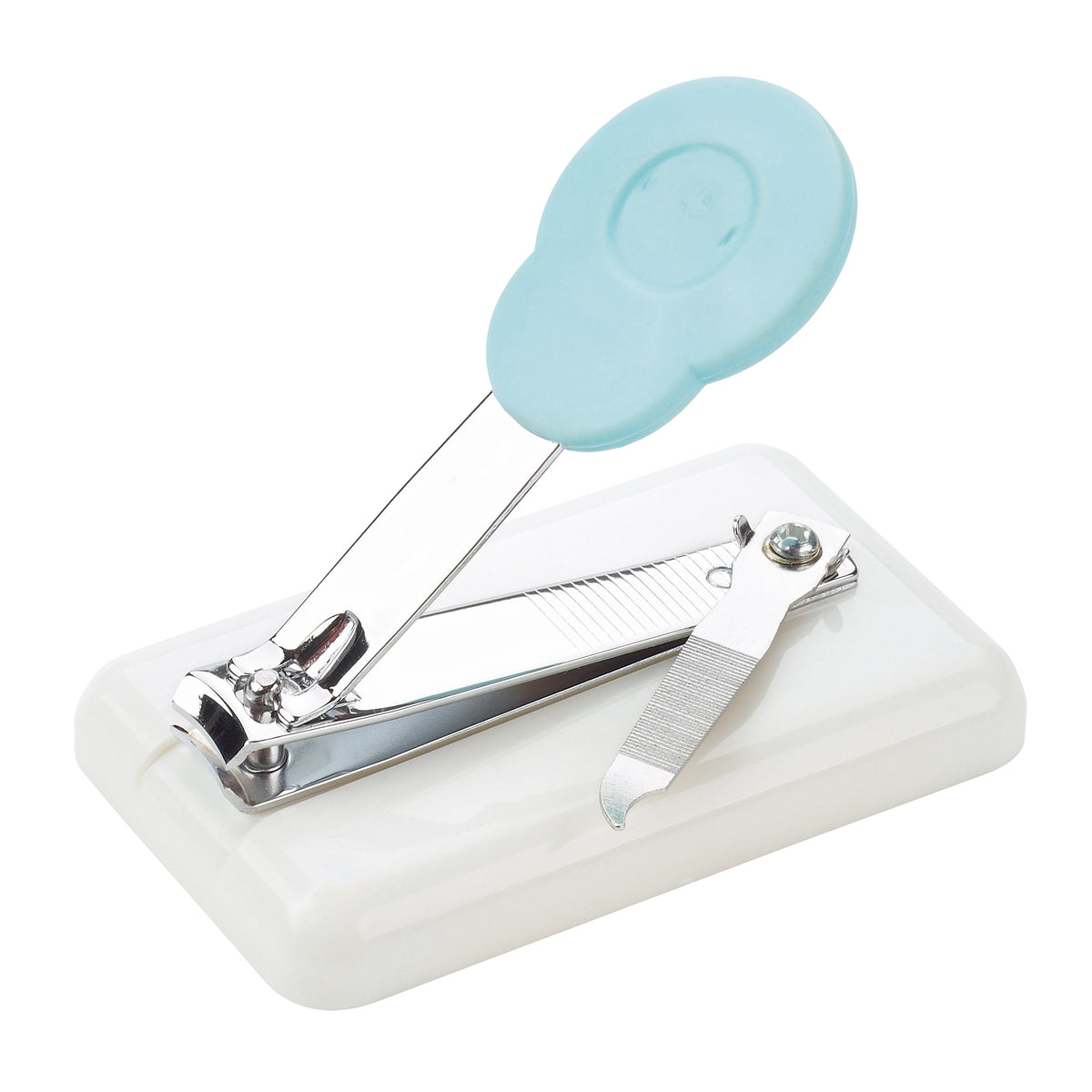 Sundo EASI-GRIP Einhand-Nagelknipser mit blauem Einfingerhebel und Edelstahlklinge