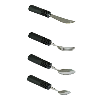 Big-Grip Besteckset mit Messer, Gabel und Löffeln, schwarz, Edelstahl