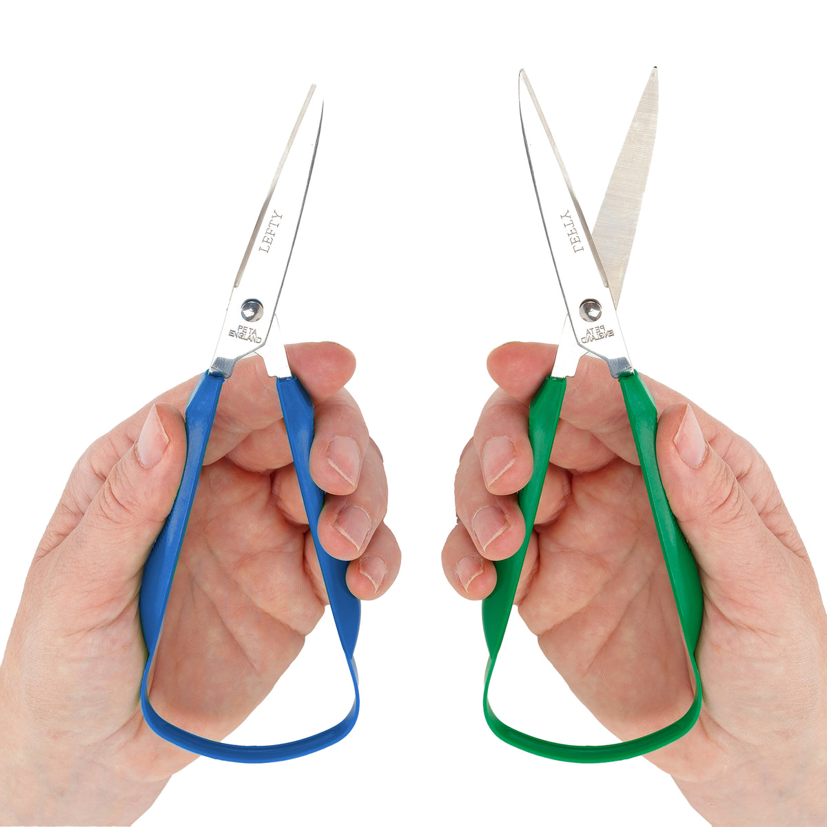 Schere mit EASI-GRIP Griff, blaue und grüne Griffe, zwei Ausführungen