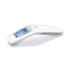 Kontaktloses Stirn-Fieberthermometer mit blauem LCD-Display, weißes Handgerät