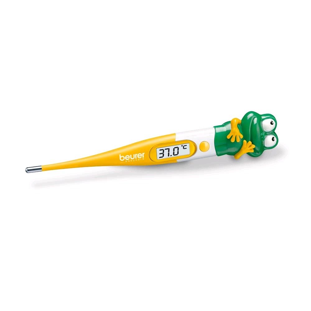 Fieberthermometer mit digitalem Display, gelb-grünem Design mit Tiermotiv