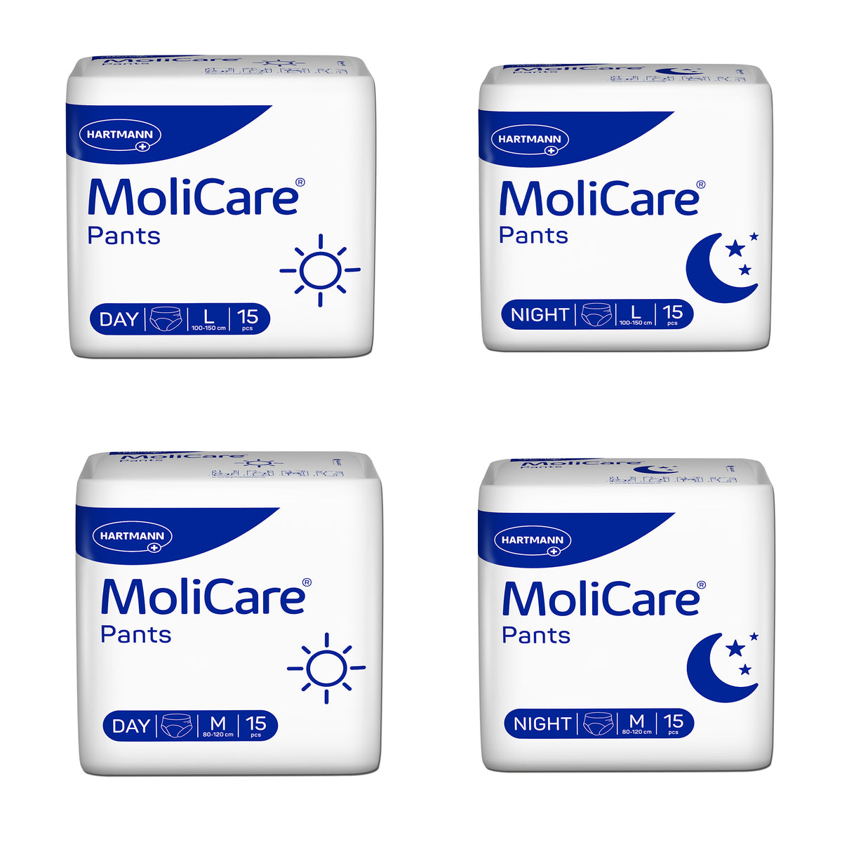 MoliCare® Inkontinenz-Schutzpants Packungen: Day L & Night L, je 15 Stk.