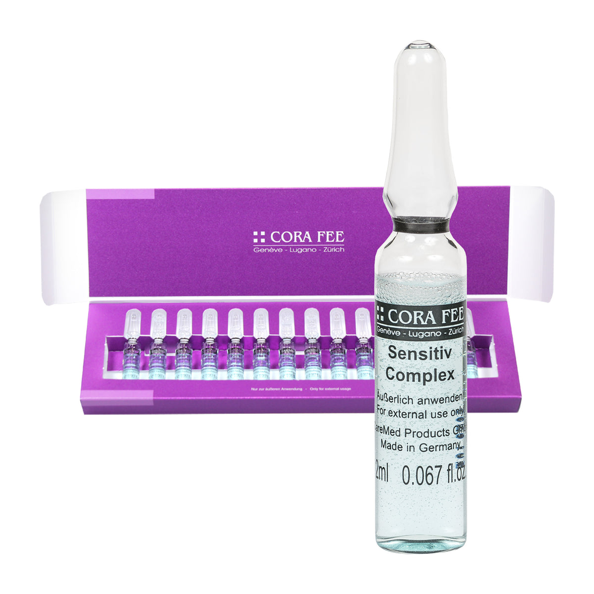 Cora Fee Sensitiv Complex Ampulle mit violettem Aufsteller, 14×2 ml