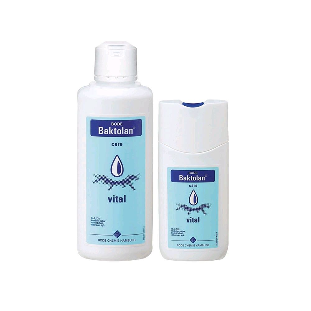 Baktolan vital Hydro-Gel Flasche mit weißem Drehverschluss, blauem Label